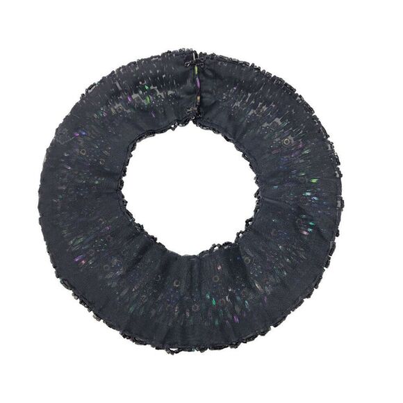 Vintage Handcrafted AB Oil Slick‎ Beaded Statement Bib Collar Necklace Cleopatra - Picture 4 of 11